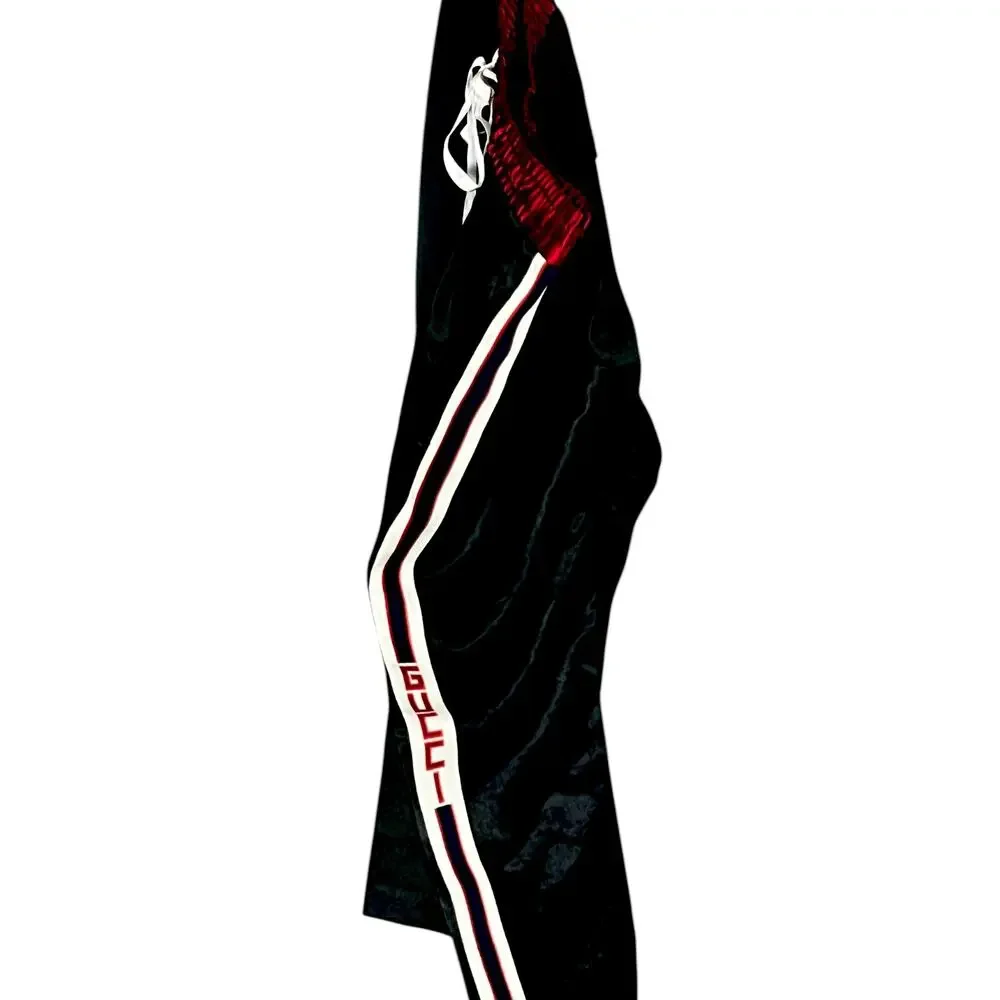 Gucci 2018 SS Black Acetate Black Red Sweat Track Athletic Pants EU 44 US XS